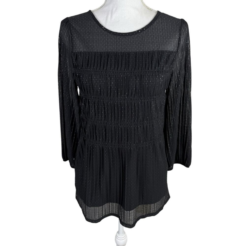 Adrianna Papell Women Pleated Top Small Metallic Dot Fairy Grunge Whimsigoth